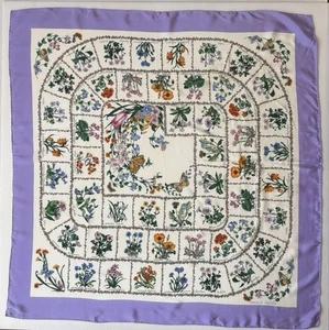 Sciarpa di seta PAOLO GUCCI motivo floreale Made in Italy 87x88 cm stile vintage - Foto 1 di 5