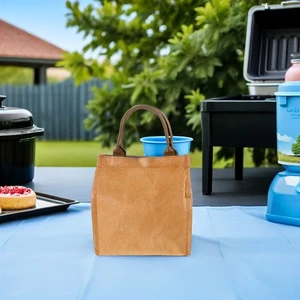  Sacchetti Porta Pranzo di Carta: Utile Borsa Frigo Pranzo Isolata - Pieghevole e Portatile - Foto 1 di 19