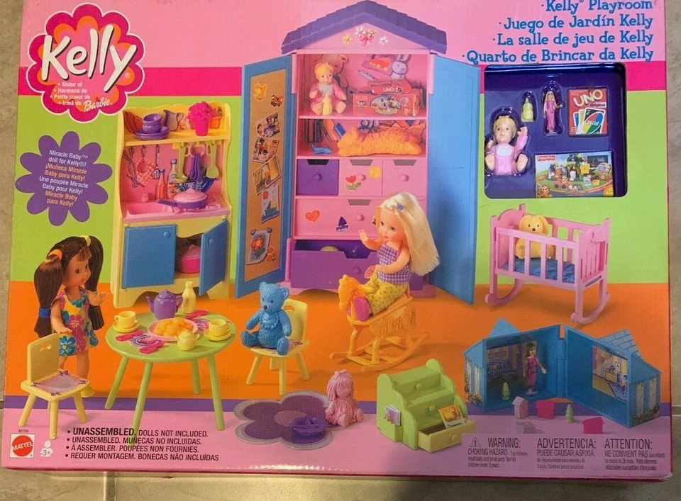 2002 Mattel Barbie Baby Sister Kelly Playroom Playset 88704