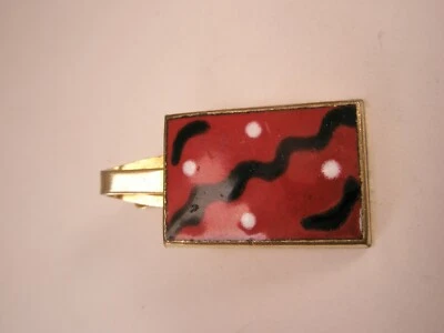 1-3/8" Red, Black & White Enamel Vintage SMALL PIONEER Tie Bar Clip - Image 1 of 3