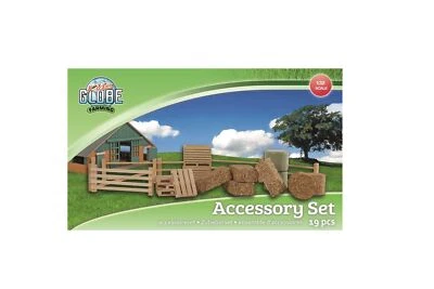 KIDS GLOBE KidsGlobe Farming Zubehör Set 19tlg. für Bauernhof mit Zäunen Heuballen 1:32