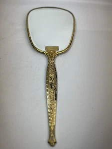 Filigree Hand Mirror 24K Plated Floral Design - Picture 1 of 11
