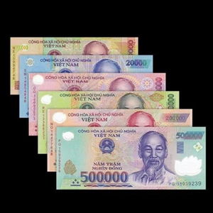 Vietnam Banknotes 10000 to 500000 Dong 10K-500K Uncirculated UNC Set of 6 - Picture 1 of 8