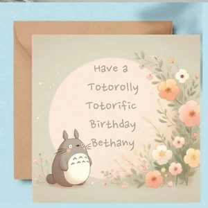 Personalised Totoro Anime Birthday Card, Daughter Cards, Sister - Totoro Manga - Picture 1 of 3