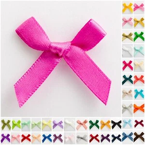 Mini Satin Ribbon Bows Small 3cm Wide Pre-Tied Crafts Wedding Cards Sewing Baby - Picture 1 of 57