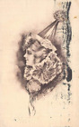 Vintage Greeting Postcard: Drawing of Lady with Clown Hat, Cobb Shinn, c1909