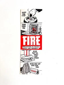 Fire Safety Bookmark Vintage Essex Rescue – Public Warning Memorabilia UK - Picture 1 of 2