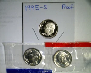 1995 pds Roosevelt moneda de diez centavos sin usar como nuevo violonchelo y prueba - Imagen 1 de 2