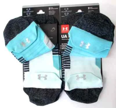 NEW 4 Pairs Under Armour UA Run  NO SHOW TAB Socks BLUES/GRAY SIZE M 4-8 W 6-9 - Image 1 of 3