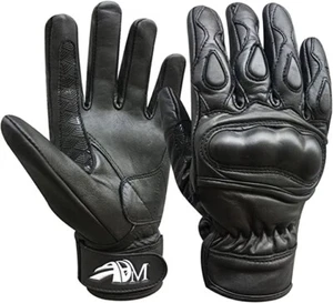 Adm Ultimate Pro Schwarz Motorrad Handschuhe Für Men Rindsleder Anti Rutsch Palm - Picture 1 of 6