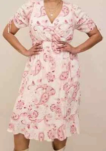Torrid Midi Schweizer Leinenüberschuss Paisley Kleid Gr. 5 neu mit Etikett - Bild 1 von 5