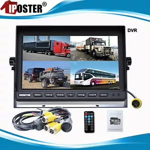 9" Quad Split Monitor DVR Max support 256GB For Truck Trailer RV Bus Caravan - Picture 1 of 11