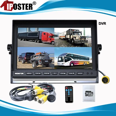 9" Quad Split Monitor DVR Max support 256GB For Truck Trailer RV Bus Caravan - Image 1 of 4