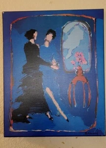 "Dos mujeres danzando estampado artístico firmado/B. Simard; ediciones Galerie L'Imagerie; 18x15" - Imagen 1 de 12