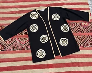 MOLATO Vintage African Duster Jacket Coat Handmade Cowrie Shells carved Bone XL - Picture 1 of 8