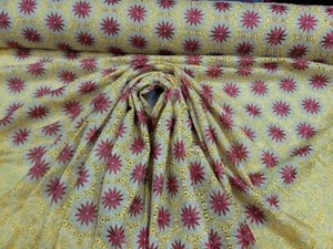 Yellow Lace Floral  Fabric By Yard Embroidered Fashion Dress Prom Rhinestones  - Picture 1 of 15