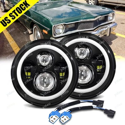 Faros LED halo redondos de 7 pulgadas para Dodge Dart 1964-1976 DOT haz sellado alto-bajo Foto 1 de 4
