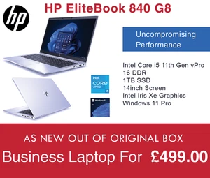 Laptop HP EliteBook 840 G8 14"  i5 11th Gen 16GB RAM 1TB SSD - Intel Iris (R) Xe - Picture 1 of 11
