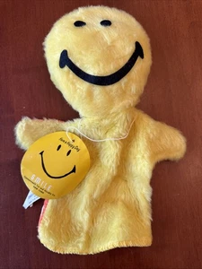 Vintage Smiley Gesicht Plüsch Handpuppe Made in USA Commonwealth Toy Co 12 Zoll Neu mit Etikett - Bild 1 von 7