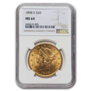 1898-S $20 Liberty Gold Double Eagle MS-64 NGC - Picture 1 of 3