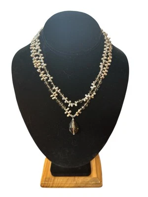 "Collar de plata esterlina con perlas y cuarzo ahumado 17-19"" Shube Dakota West" Foto 1 de 4