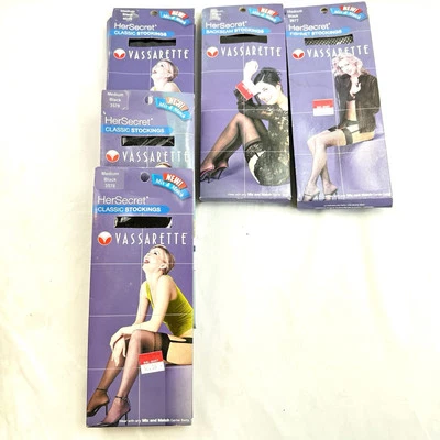 Medias Vassarette Her Secret clásicas asiento trasero red de pesca 5 pares negras Foto 1 de 4