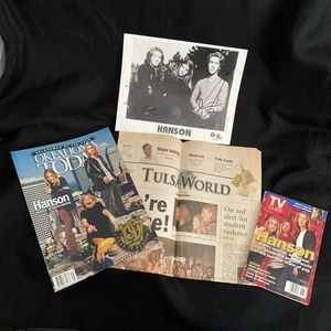 Hanson Autographed Pic, TV Guide, OK Magazine, & Newspaper, Taylor, Zac & Isaac - Picture 1 of 5