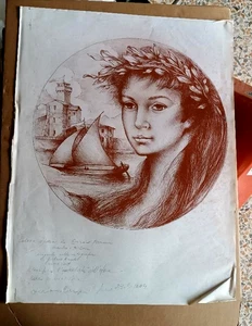 Lithographie Autorenbeweis ENRICO FORNAINI DRUCKEREI ANGELI LUCCA 70X50 - Bild 1 von 3