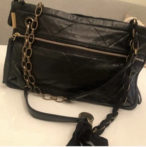 LANVIN Vintage Amalia Quilted Lambskin Leather Shoulder Bag Medium Black - Picture 1 of 23