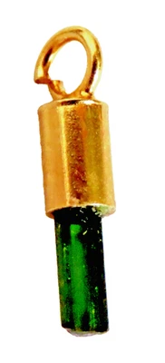 ciondolo in argento 925 con bagno oro18k con vetro tormalina verde - Immagine 1 di 4