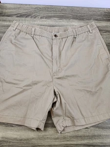 Roundtree & Yorke Easy Care Chino Shorts Men's 44 Beige Elastic Waist Band - Picture 1 of 8