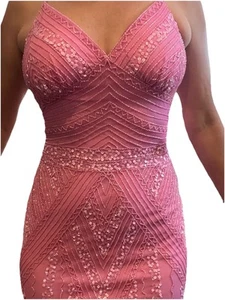 Jump Dress Bright Pink Gown MSRP $250 Prom Wedding Size 0 beaded long maxi New - Picture 1 of 24