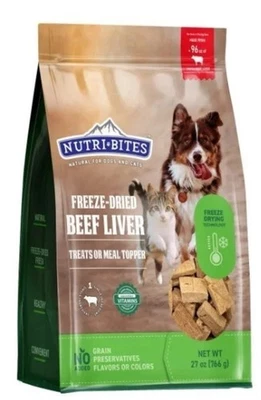Nutribites Beef Liver Dog & Cat Treats Natural Freeze Dried Pet Food 27 Oz