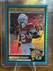 2025 Score Matthew Golden Rookie 07/10 Aqua Die Cut RC #56 Green Bay Packers - Picture 1 of 2
