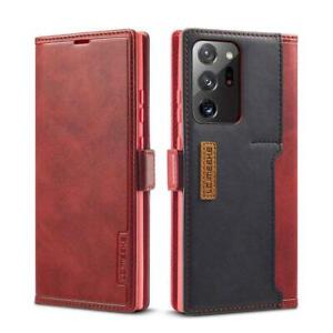 Red Samsung Galaxy Note 20 Leather Flip Wallet Card Slots Phone Cover Case UK