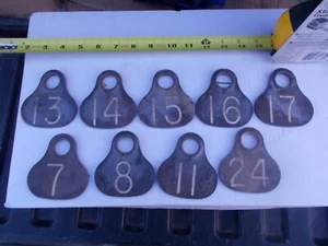 Lot of 9 Used  Dairy Cow Cattle MARKER DOUBLE SIDED PLASTIC ID Number Tags - Picture 1 of 5