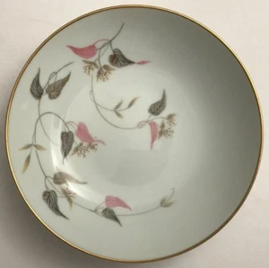 Tazón de VEGGIANO/POSTRE Noritake China Japan Arden 5603 hojas rosa y gris 5-1/2" - Imagen 1 de 2