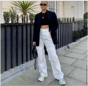 Zara cargo pants women vintage,High Waisted Baggy Wide Leg,NWT Size : S (29-30”) - Picture 1 of 11