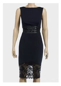 Womans Ladies Another Label by Elise Ryan Ladies Sleeveless Lace Hem Dress Navy - Picture 1 of 4