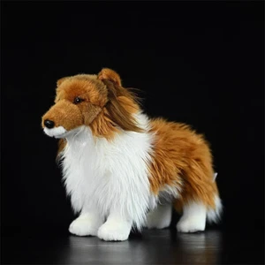 Simulation Brown Border Collie 29cm Plush Stuffed Animal Educational Doll Toy - Picture 1 of 9