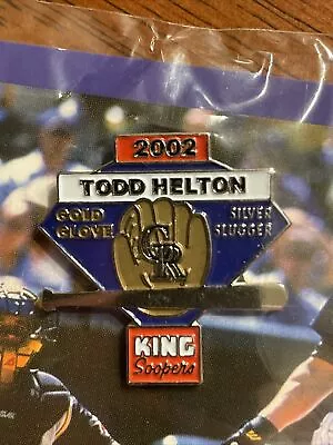 ‘03 CO Rockies pin #4 Todd Helton ‘02 Gold Glove Silver Slugger King Sooper HOF - Image 1 of 3