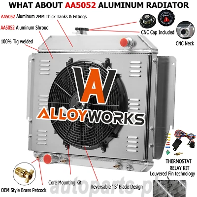 For 1979-1991 Ford E100 E150 E250 E350 Econoline 5.0L 3 Row Radiator Shroud Fan Foto 1 de 4