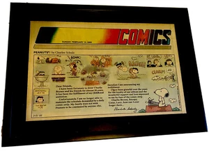 Professionally Framed Final Peanuts Comic Strip By Beloved Artist CharlesSchultz - Picture 1 of 4