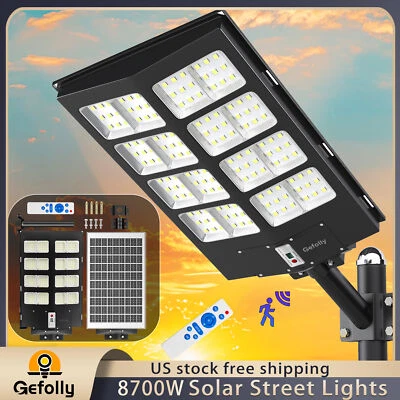 9999999999900LM Commercial Solar Street Lights Outdoor Dusk to Dawn Super Bright - Image 1 of 4