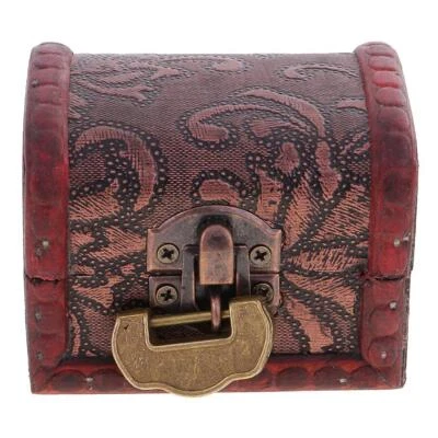 Retro Small Wooden Jewelry Box Organizer Storage Case Container with Lock Lady - Image 1 of 4