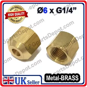 1/4" x D6 tubo de cobre LATÓN TUERCA HEMBRA con oliva :: conector carpintero - Imagen 1 de 3