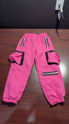 Pink Kids Cargo Pants with Black Accents - Image 1 of 3