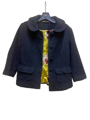 Blazer Boden Mujer Talla 10 Negro Lana Corta Chaqueta Clásica Oficina Manga 3/4 Foto 1 de 4