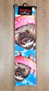 Spencers Body Rage Sloth In A Donut Knee High Socks - Size Sock 9-11 Shoe 5-10 - Picture 1 of 5