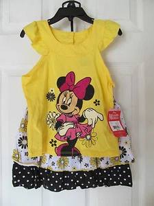 NWT Girl's Disney Minnie Mouse Yellow Floral,Polka Dot Skirt,Shirt Set Sz 6 - Picture 1 of 8
